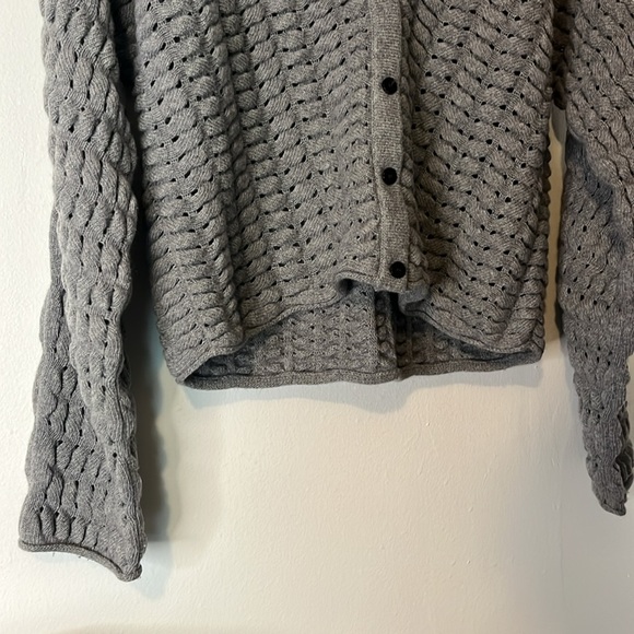 Theory Women's Textured Hanelee Sweater Button Up Cardigan Felted Wool Cashmere - Picture 7 of 13